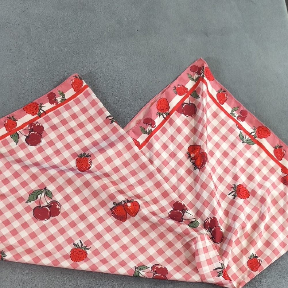 10 Items/$10 Pink Gingham Fruit Print Scarf